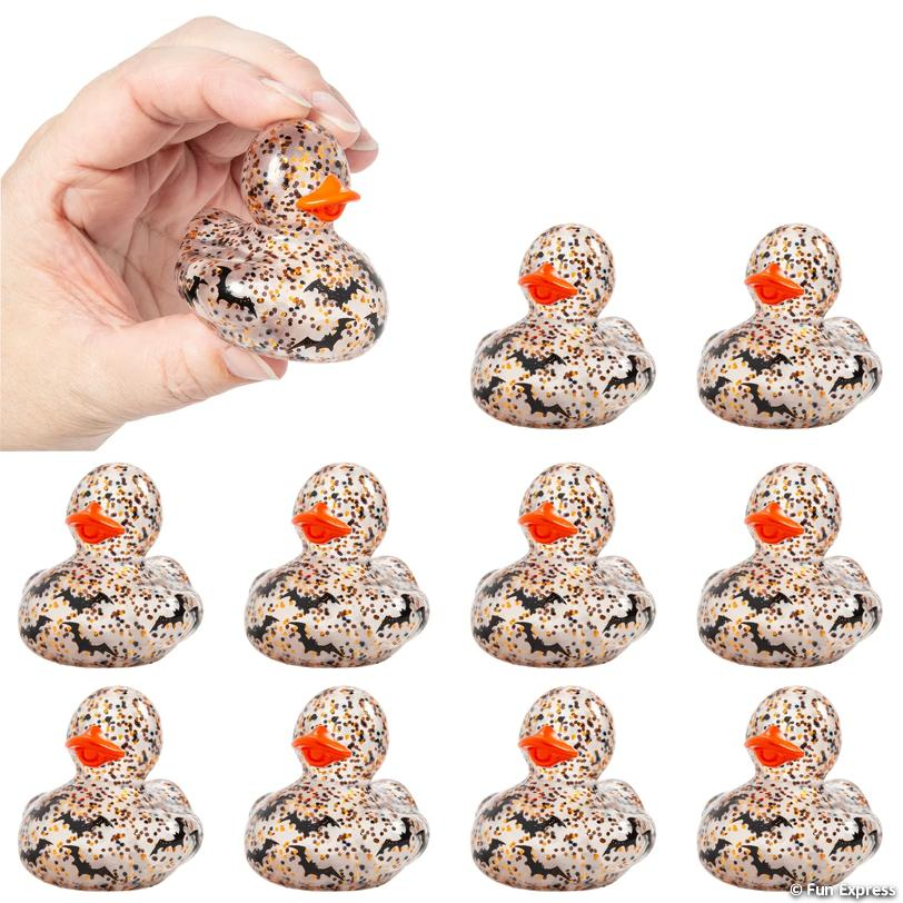 Halloween Glitter Infused & Bat Silhouettes Rubber Ducks-10Pk